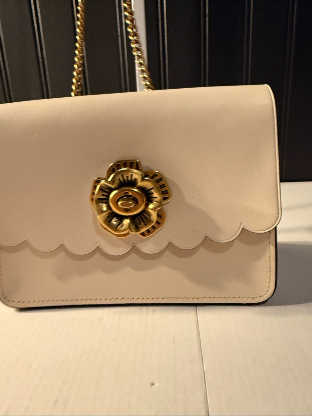 COACH BOWERY CROSSBODY WITH TEA ROSE TURNLOCK (F24976) Rare White Small Blemish